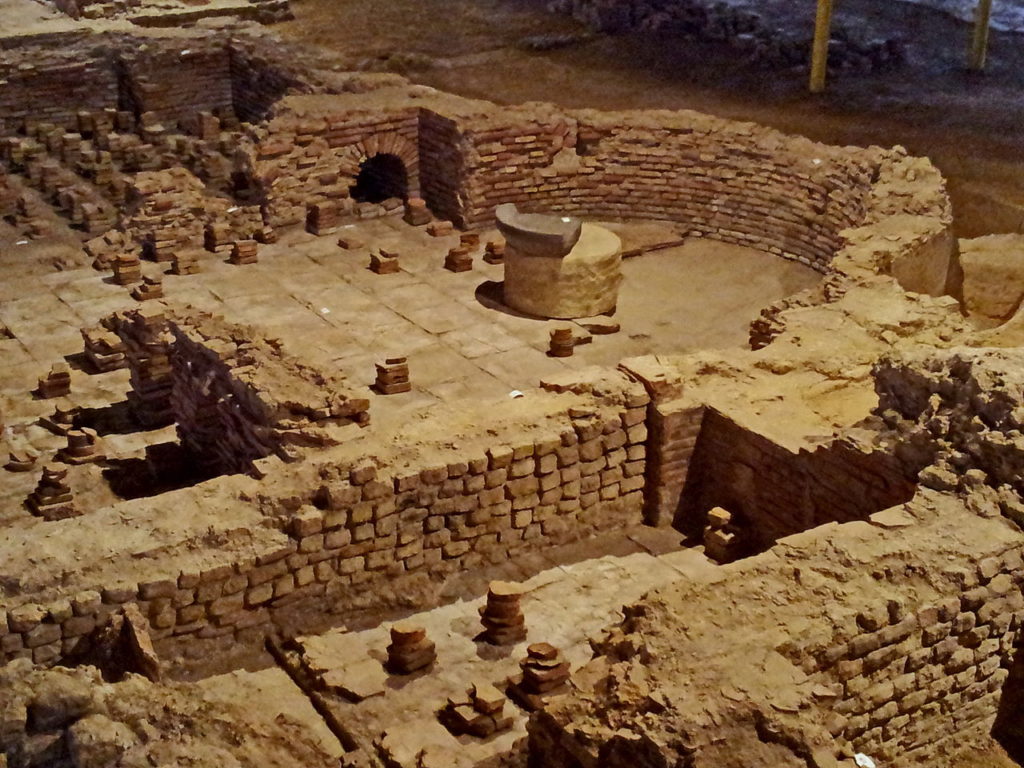 The remains of a Roman bath in Heerlen. The site of the Thermenmuseum.